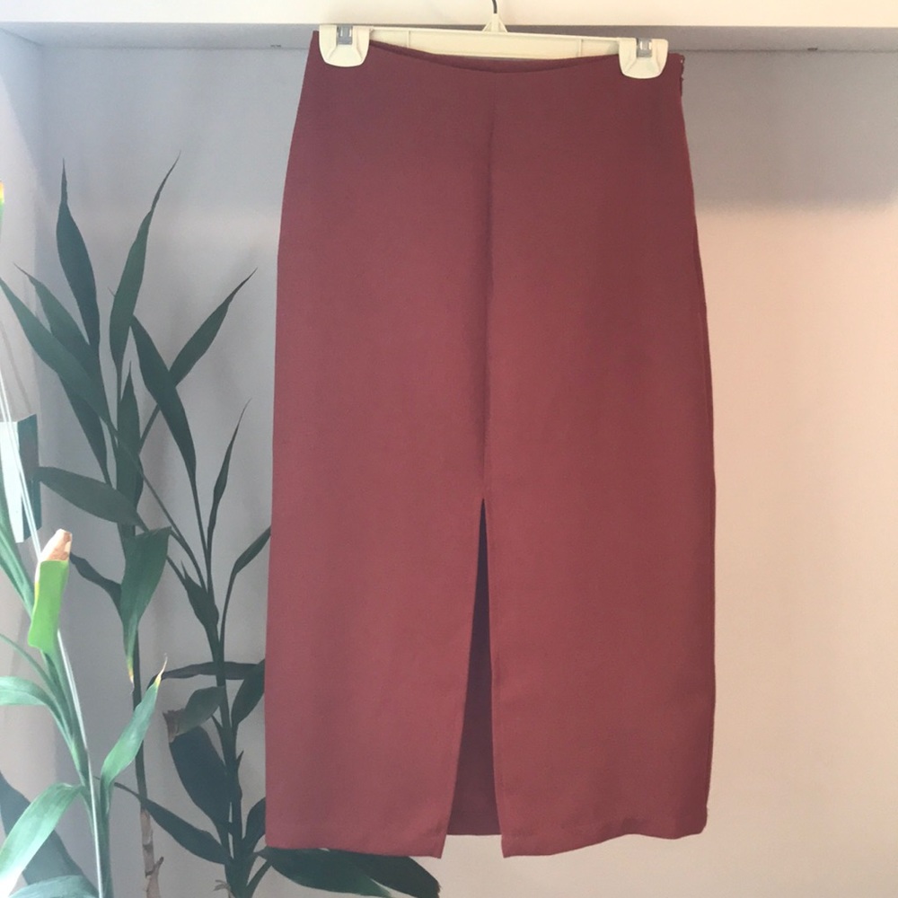 Topshop Split Front Pencil Midi Skirt - Picture 3 of 6